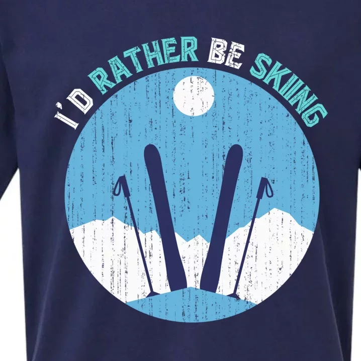 Id Rather Be Skiing Gift For Dad Sueded Cloud Jersey T-Shirt