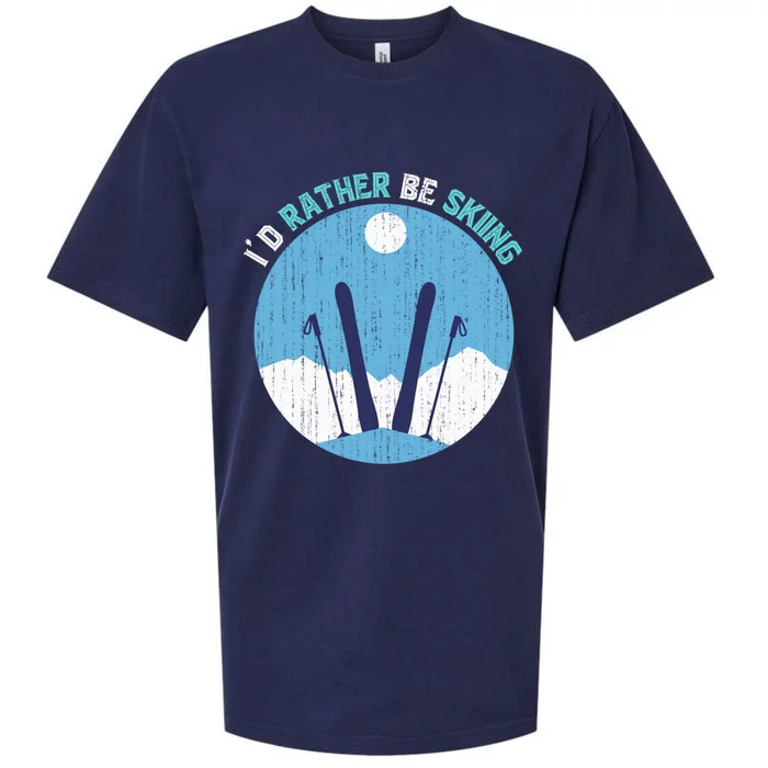 Id Rather Be Skiing Gift For Dad Sueded Cloud Jersey T-Shirt