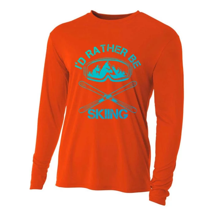 Id Rather Be Skiing Cool Gift Cooling Performance Long Sleeve Crew