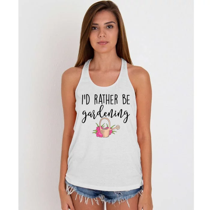 Id Rather Be Gardening Funny Gardener Women's Knotted Racerback Tank