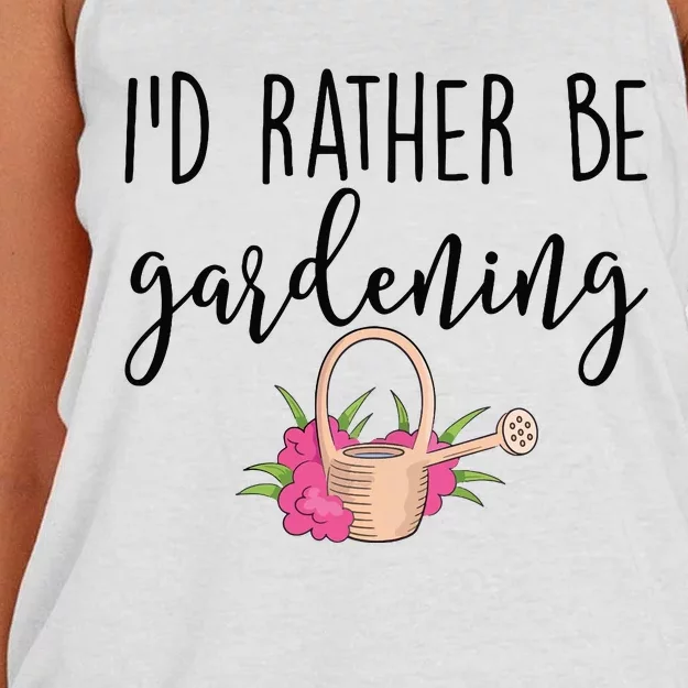 Id Rather Be Gardening Funny Gardener Women's Knotted Racerback Tank