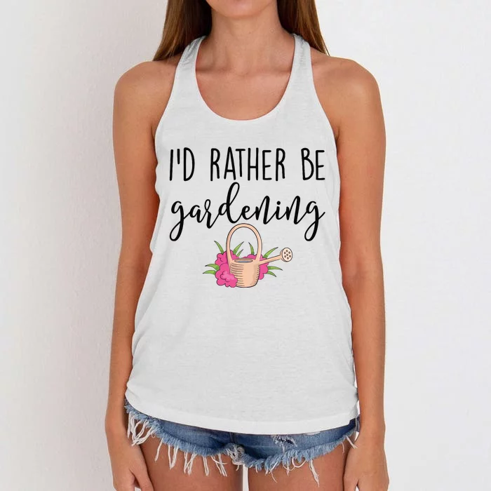 Id Rather Be Gardening Funny Gardener Women's Knotted Racerback Tank