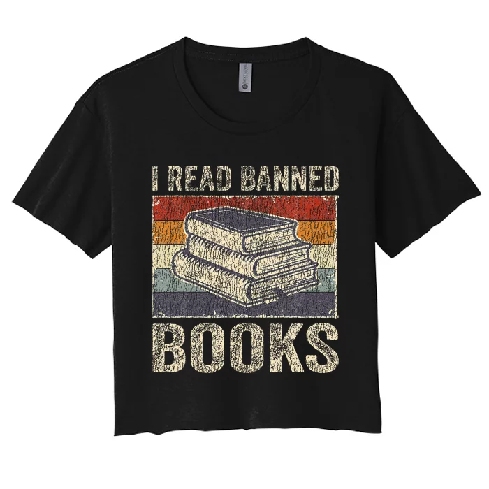 I Read Banned Books Week Librarian Freedom Women's Crop Top Tee