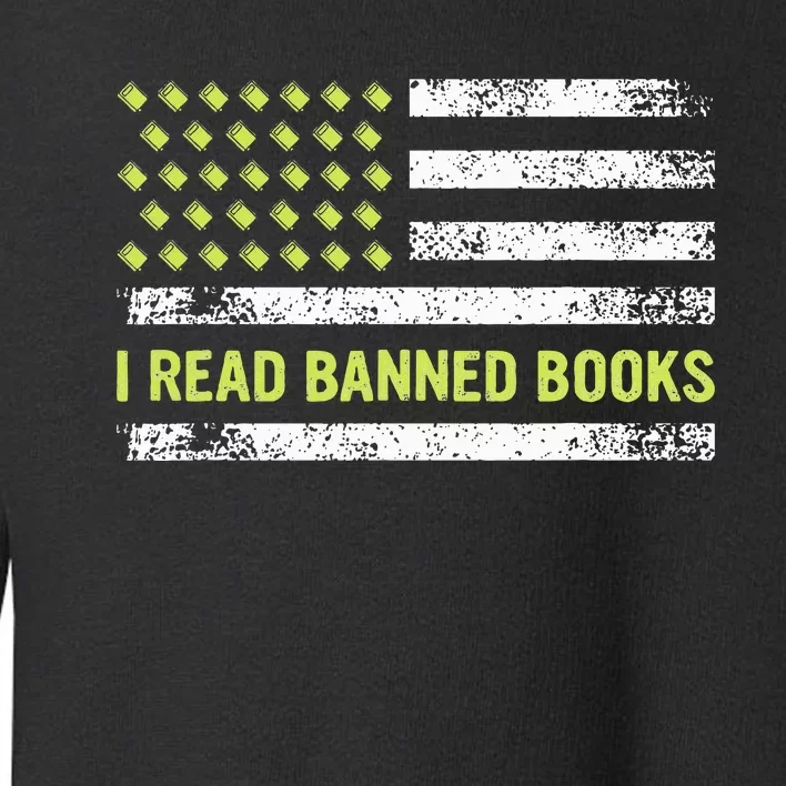 I Read Banned Books Retro Usa Flag Reading Librarian Reader Toddler Sweatshirt