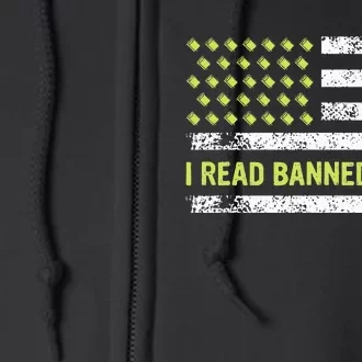 I Read Banned Books Retro Usa Flag Reading Librarian Reader Full Zip Hoodie