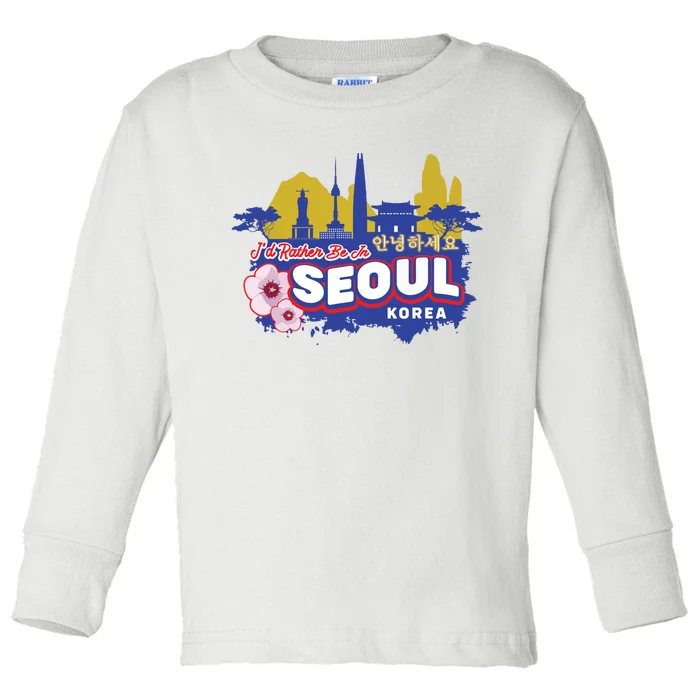 Id Rather Be In Seoul Korea Vintage Souvenir Toddler Long Sleeve Shirt