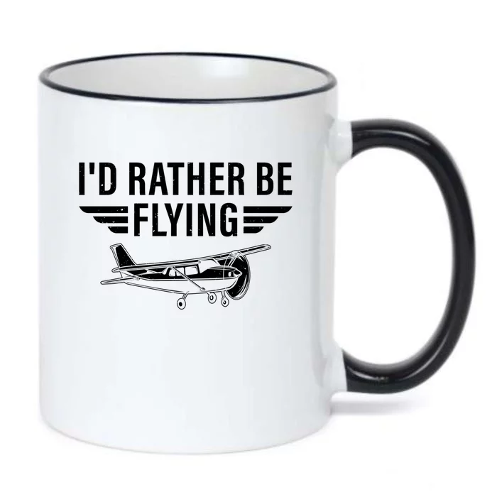 Id Rather Be Flying Gift Black Color Changing Mug