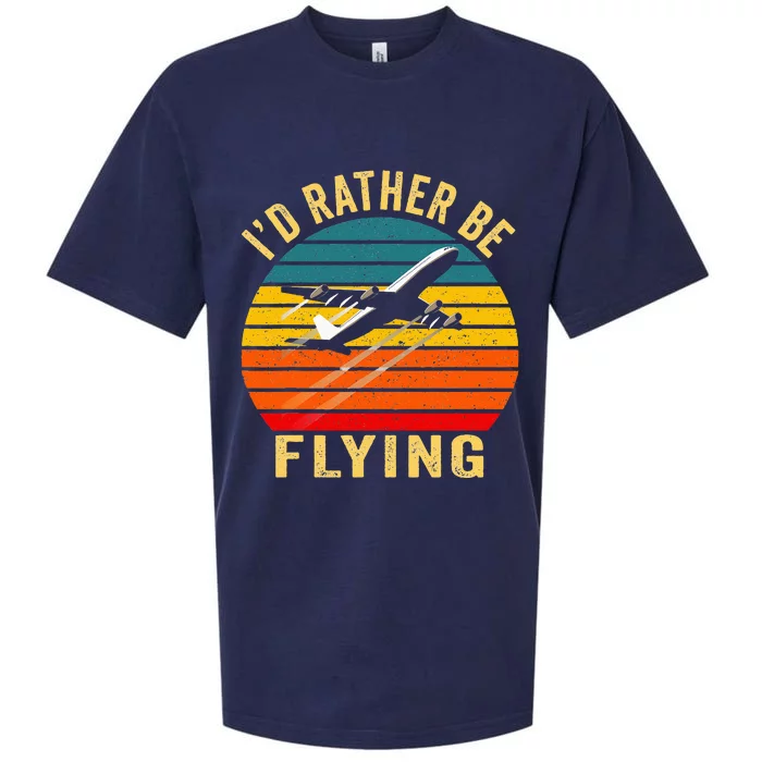 I'd Rather Be Flying Funny Vintage Airplane Pilot Gift Sueded Cloud Jersey T-Shirt