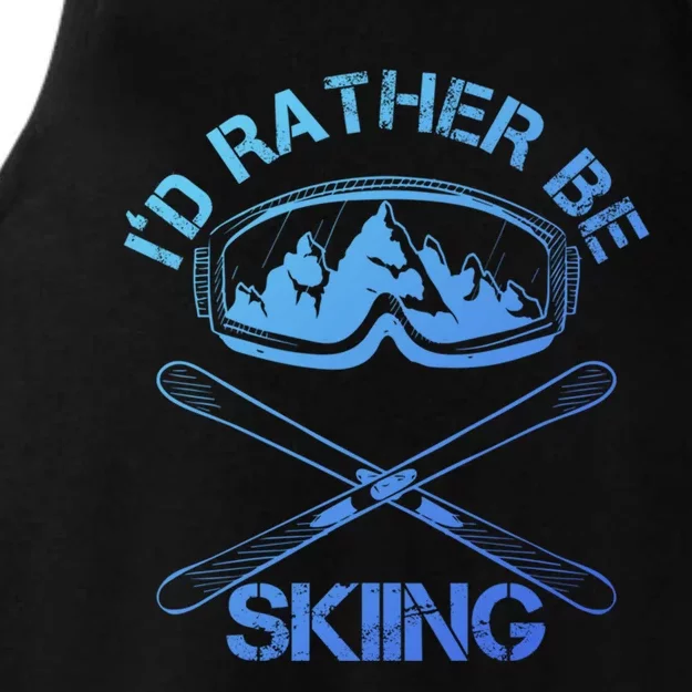 Id Rather Be Skiing Cool Gift Ladies Tri-Blend Wicking Tank