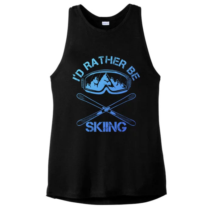 Id Rather Be Skiing Cool Gift Ladies Tri-Blend Wicking Tank