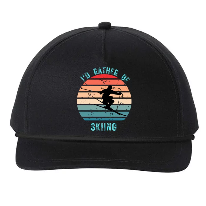 Id Rather Be Skiing Sunset Skiing Skiers Or Gift Snapback Five-Panel Rope Hat