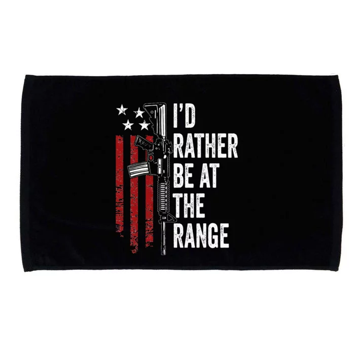 ID Rather Be At The Gun Range Usa Flag Funny Guns Owner Microfiber Hand Towel