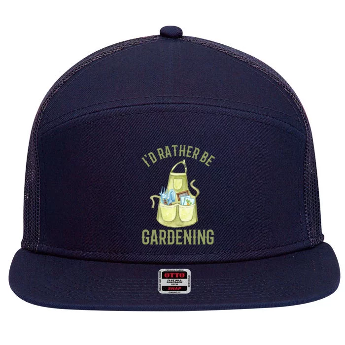 Id Rather Be Gardening Plant Lover 7 Panel Mesh Trucker Snapback Hat