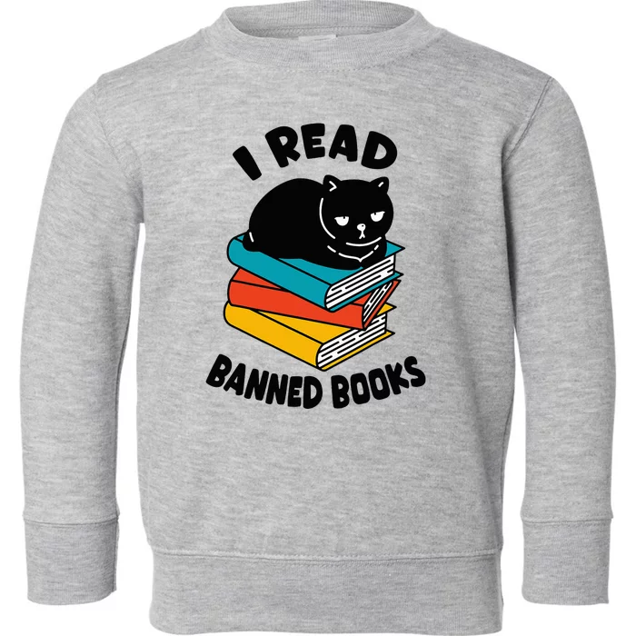 I Read Banned Books Black Cat Reader Bookworm Toddler Sweatshirt