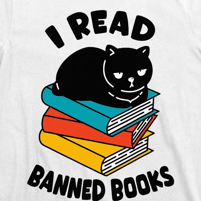 I Read Banned Books Black Cat Reader Bookworm T-Shirt