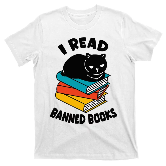 I Read Banned Books Black Cat Reader Bookworm T-Shirt