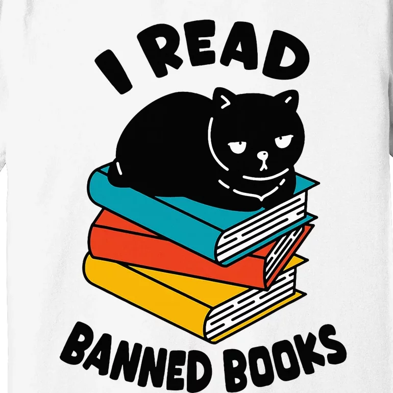 I Read Banned Books Black Cat Reader Bookworm Premium T-Shirt