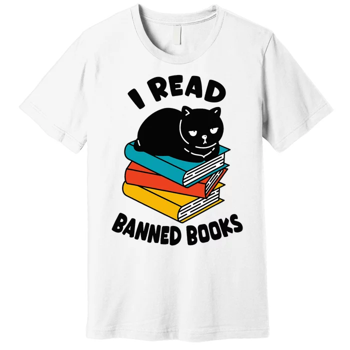 I Read Banned Books Black Cat Reader Bookworm Premium T-Shirt