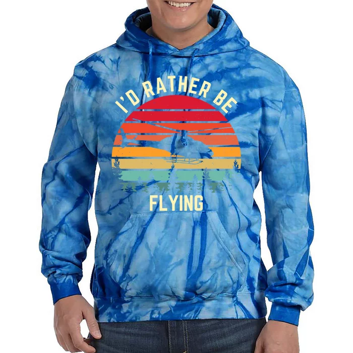 Id Rather Be Flying Vintage Retro Sunset Helicopter Pilot Gift Tie Dye Hoodie