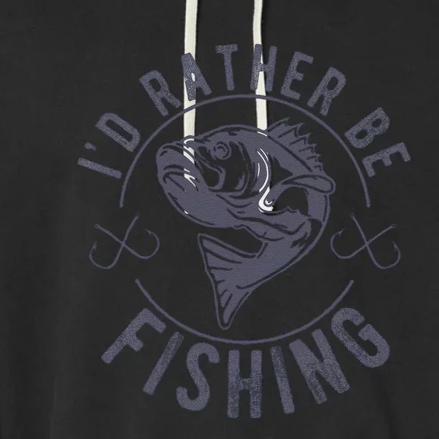 I’D Rather Be Fishing Funny Fishing Saying Graphic Novelty Garment-Dyed Fleece Hoodie