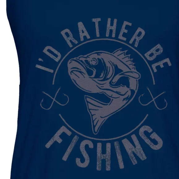 I’D Rather Be Fishing Funny Fishing Saying Graphic Novelty Ladies Essential Flowy Tank