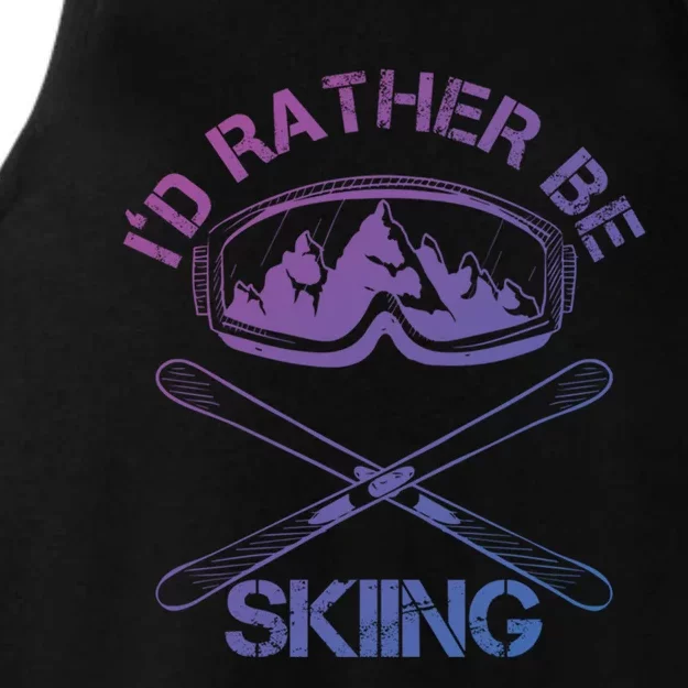 Id Rather Be Skiing Cool Gift Ladies Tri-Blend Wicking Tank