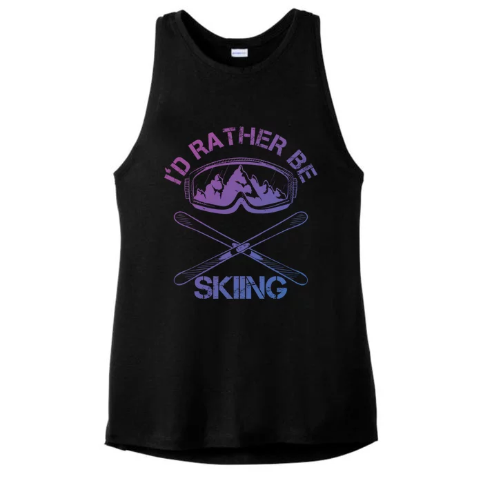 Id Rather Be Skiing Cool Gift Ladies Tri-Blend Wicking Tank