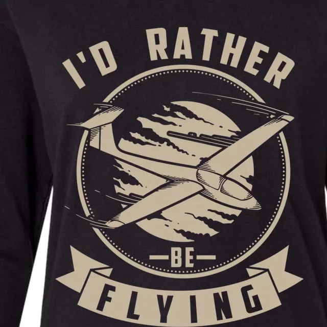 Id Rather Be Flying Cute Gliding Airplanes Gift Womens Cotton Relaxed Long Sleeve T-Shirt