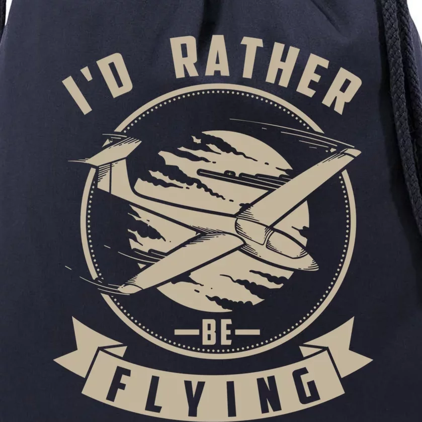 Id Rather Be Flying Cute Gliding Airplanes Gift Drawstring Bag