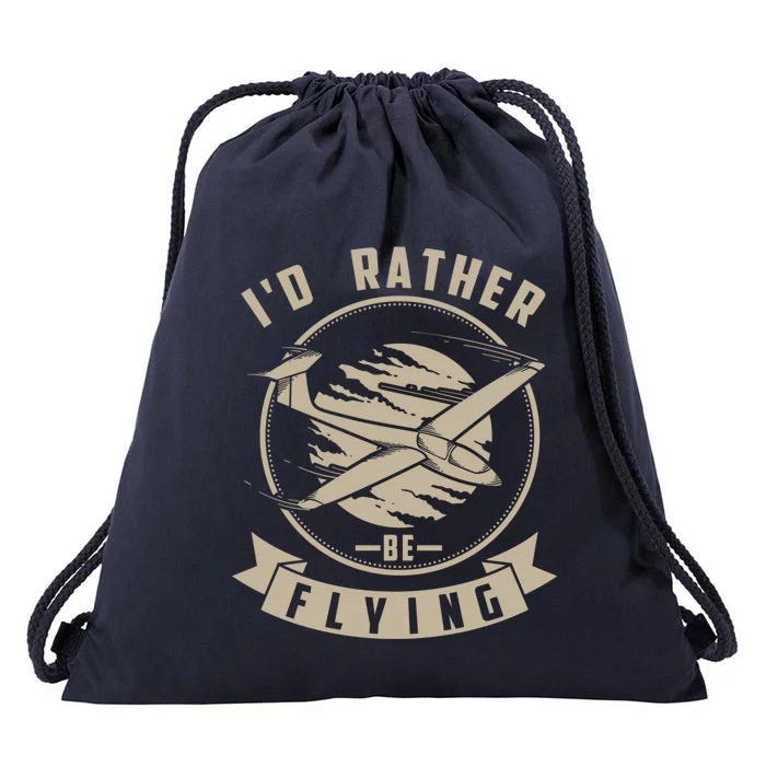 Id Rather Be Flying Cute Gliding Airplanes Gift Drawstring Bag