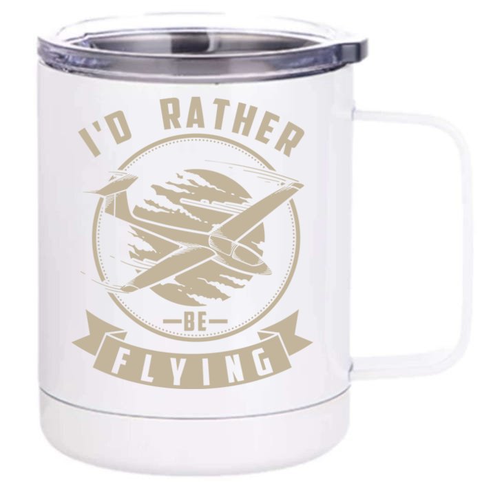 Id Rather Be Flying Cute Gliding Airplanes Gift Front & Back 12oz Stainless Steel Tumbler Cup