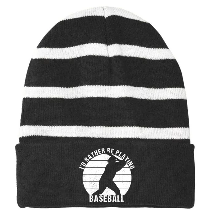 I'd Rather Be Playing Baseball Tee Baseball Player, Coach Striped Beanie with Solid Band