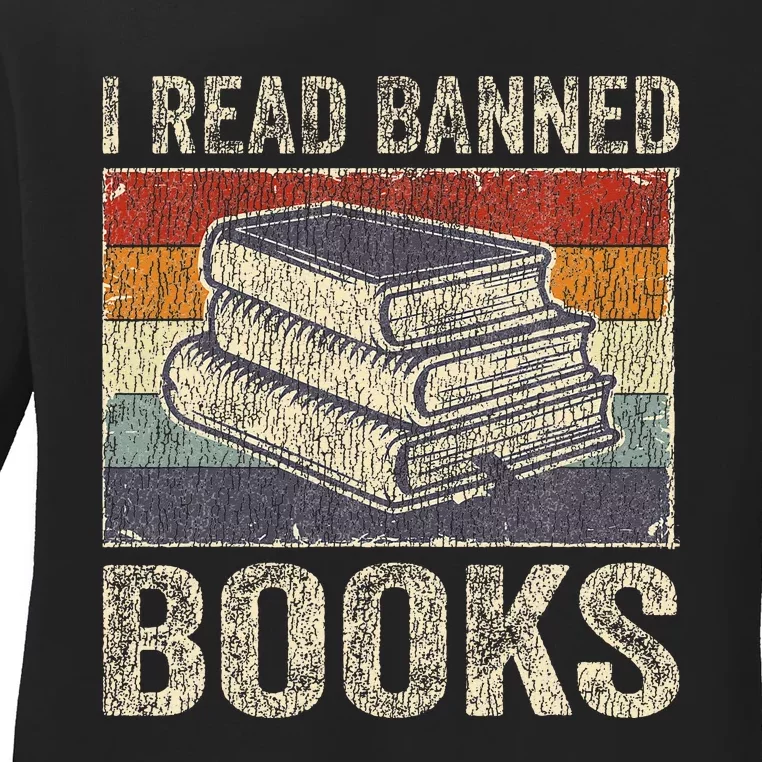 I Read Banned Books Week Librarian Freedom Reader Nerd Ladies Long Sleeve Shirt