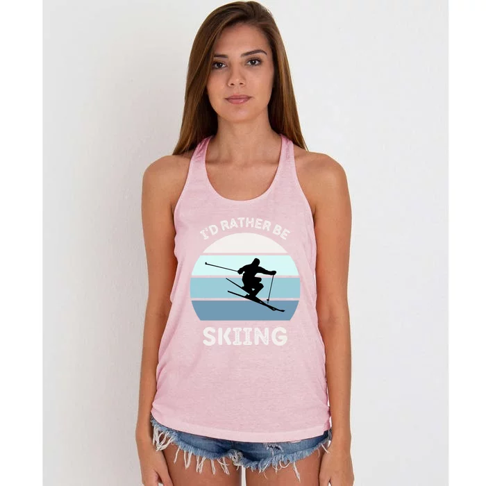 Id Rather Be Skiing Downhill Skiing Family Winter Vacation Gift Women's Knotted Racerback Tank