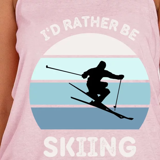 Id Rather Be Skiing Downhill Skiing Family Winter Vacation Gift Women's Knotted Racerback Tank