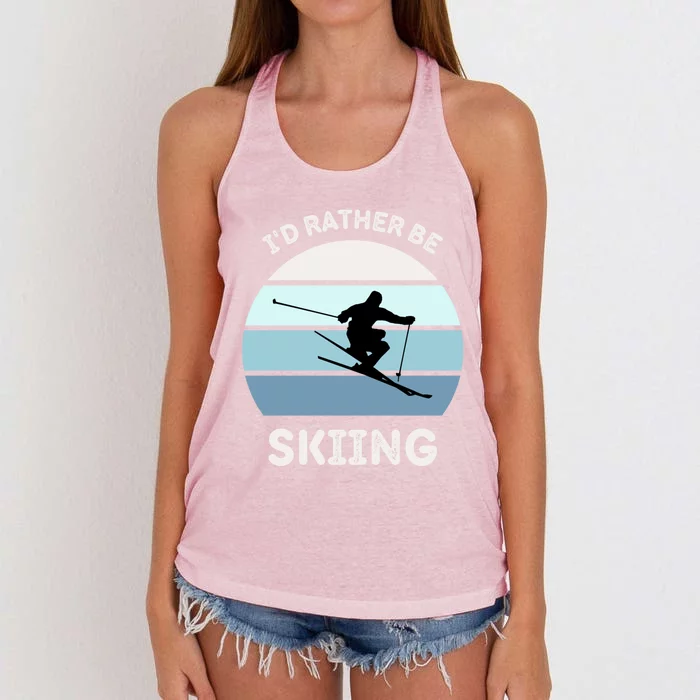 Id Rather Be Skiing Downhill Skiing Family Winter Vacation Gift Women's Knotted Racerback Tank