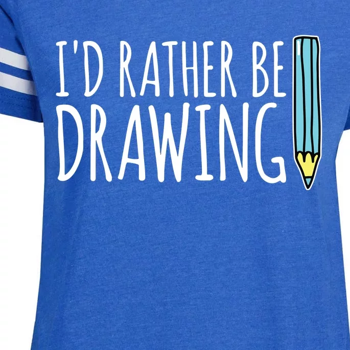 I'd Rather Be Drawing Artist Art Teacher Sketching Pencil Enza Ladies Jersey Football T-Shirt