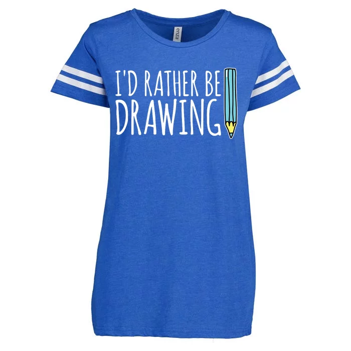 I'd Rather Be Drawing Artist Art Teacher Sketching Pencil Enza Ladies Jersey Football T-Shirt