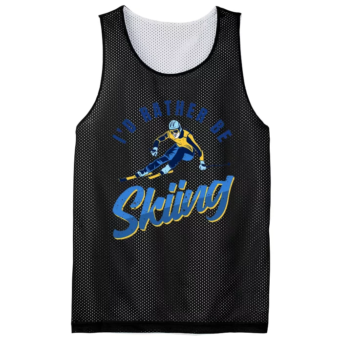 Id Rather Be Downhill Snow Skiing Winter Sports Alpine Ski Mesh Reversible Basketball Jersey Tank