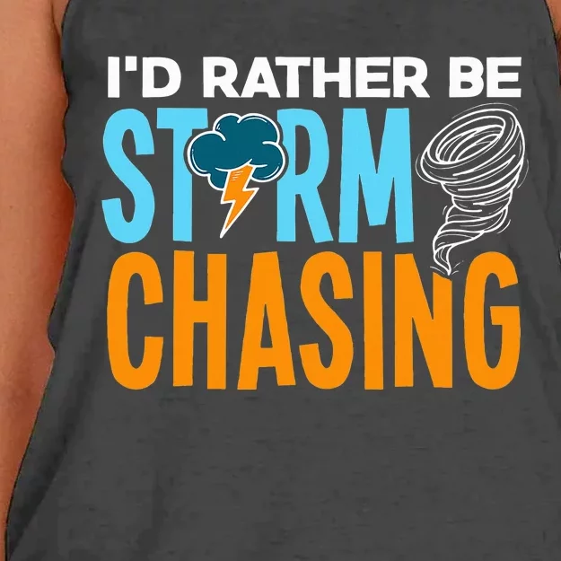 ID Rather Be Storm Chasing Chaser Tornado Hunter Gift Women's Knotted Racerback Tank