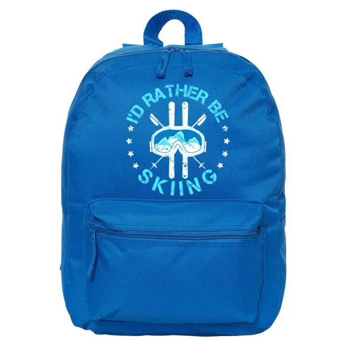 Id Rather Be Skiing Funny Ski Skier Slopes Gift 16 in Basic Backpack