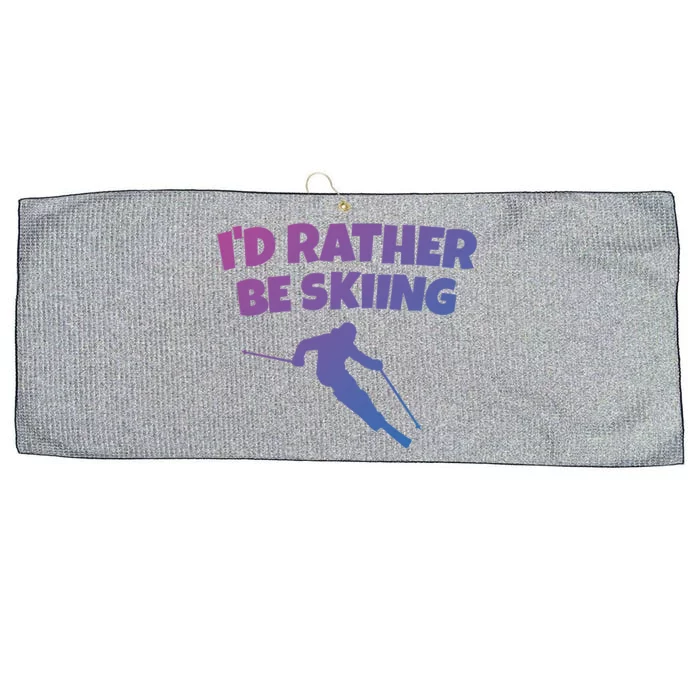 Id Rather Be Skiing (Black) Skier Gift Large Microfiber Waffle Golf Towel