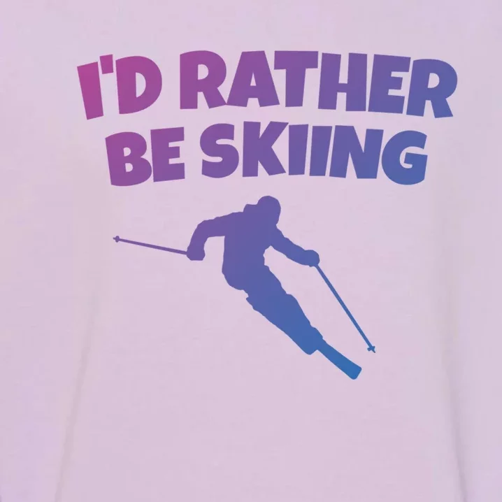 Id Rather Be Skiing (Black) Skier Gift Garment-Dyed Sweatshirt