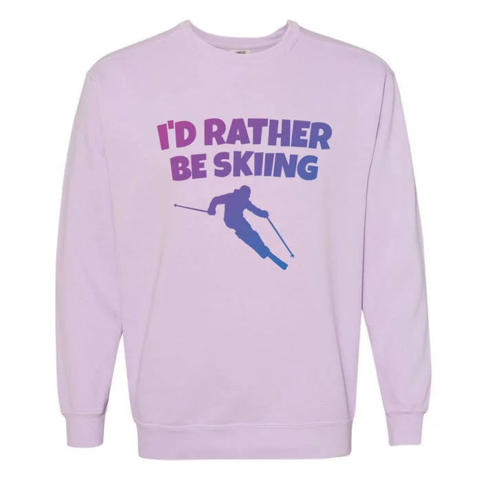 Id Rather Be Skiing (Black) Skier Gift Garment-Dyed Sweatshirt