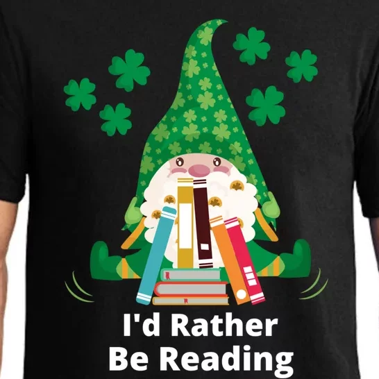 I'd Rather Be Reading Funny St Patrick Day Gnome Book Lover Cute Gift Pajama Set