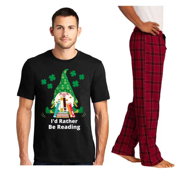 I'd Rather Be Reading Funny St Patrick Day Gnome Book Lover Cute Gift Pajama Set