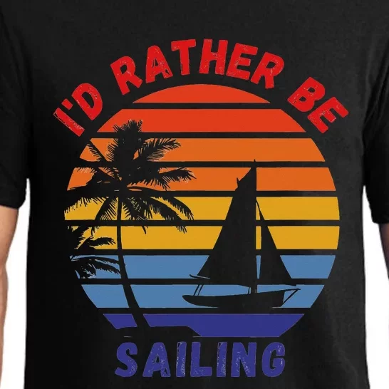 I'd Rather Be Sailing, Retro Sunset Sailboat Design Pajama Set