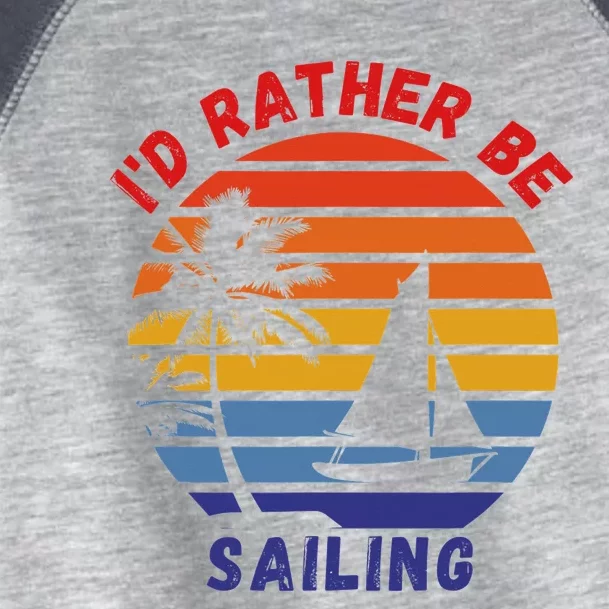 I'd Rather Be Sailing, Retro Sunset Sailboat Design Toddler Fine Jersey T-Shirt