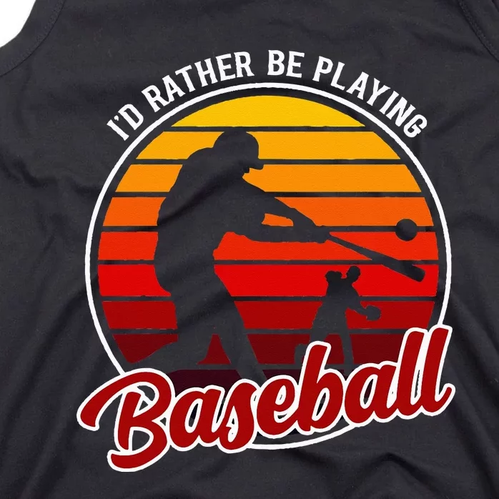 I'd Rather Be Playing Baseball Clothing Graphic Baseball Tank Top