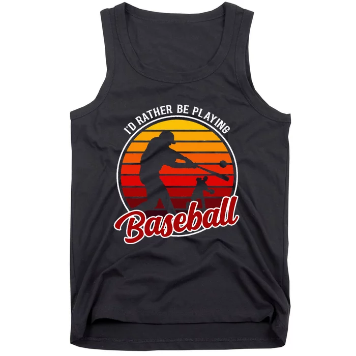 I'd Rather Be Playing Baseball Clothing Graphic Baseball Tank Top